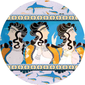 The Minoan Queen button, one of 18 designs in our Queens category.