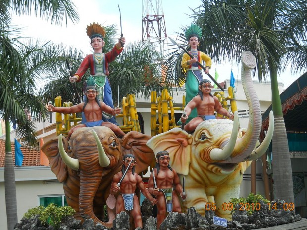 The statue of Hai Ba Trung in the Suoi Tien Amusement Park, which is located at the 9th District, Ho Chi Minh City, Vietnam.