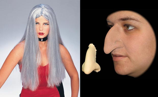 witch wig and witch nose
