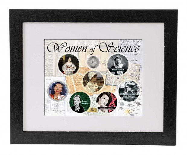 This is a mock-up of our Women of Science poster (11x14) in a matted 16x20 frame.